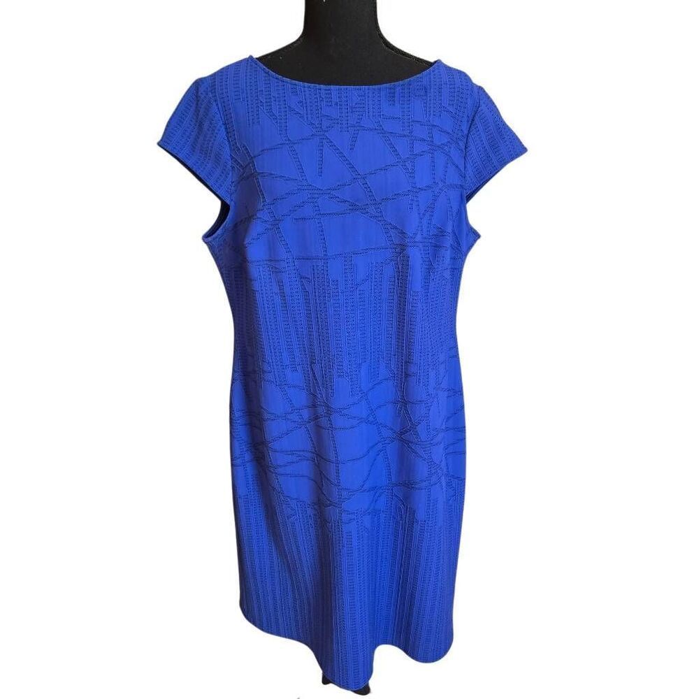 Julia Jordan Womens Rio Geo Embroidered Cap Sleeve Sheath Dress Blue Size 16W - Picture 11 of 11